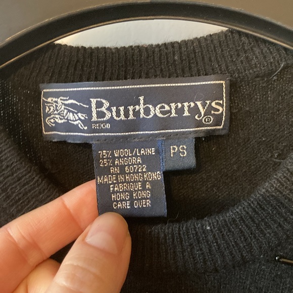 BURBERRY Beaded Short Sleeve Black Wool Sweater Size Small Petite - Picture 4 of 7